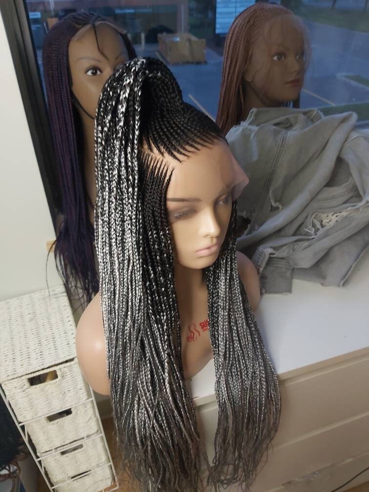 Salt and Pepper Handmade Cornrow Full Lace Braid Wig Hair in Etsy