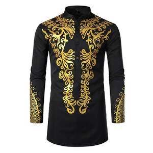 African Golden Polished Dress Shirts Long Tunic Mens Fashion - Etsy