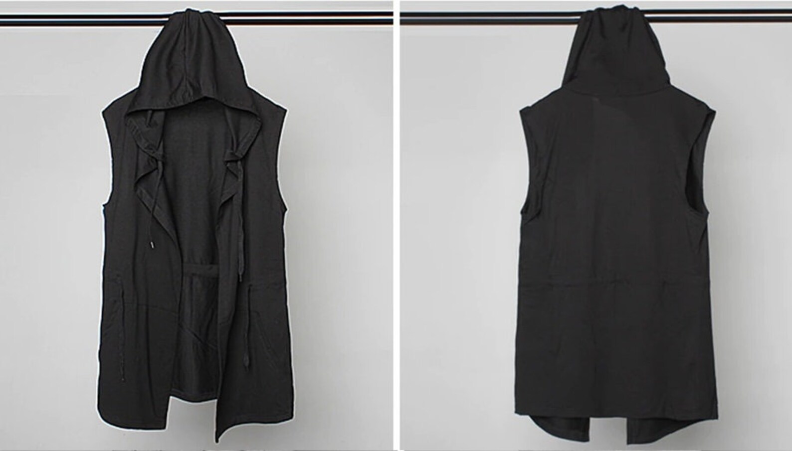 DARK Black Hooded Wizard Vest Coat Men 2021autumn Summer Etsy