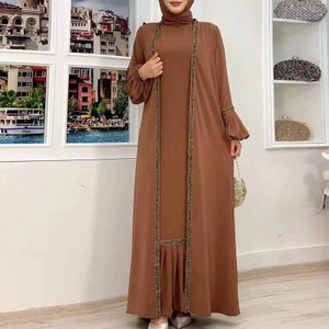 2-piece Muslim Abaya Women's Set With Ruffle Caftan - Etsy