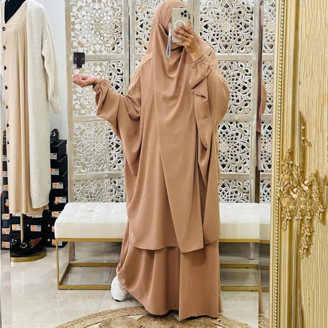 Jilbab 2 Piece Set Muslim Women Hijab Dress Prayer Garment