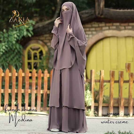 Winter Creme Madina Anti uv Transformer French Khimar Abaya Half