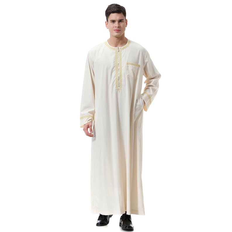 Muslim Islamic Clothing Men Jubba Thobe Print Zipper Kimono - Etsy