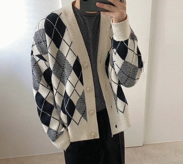 Plaid hotsell cardigan mens