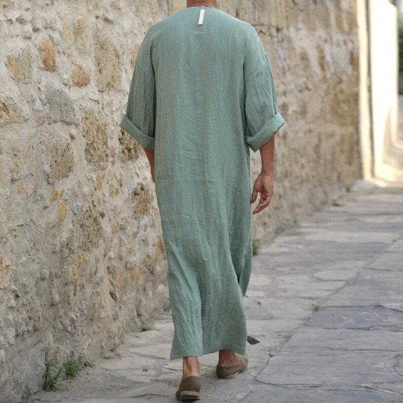 Islamic Traditional Jubba Thobe Men Abaya Linen Muslim Robes - Etsy