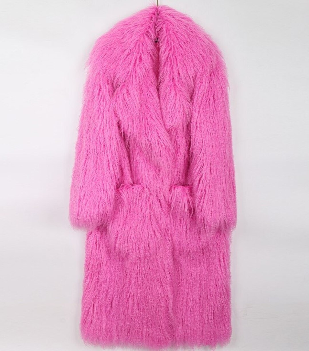 Winter Long Bright Pink Oversized Shaggy Hairy Soft Fluffy Thick