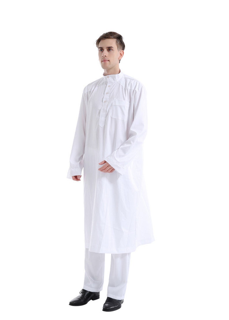 Muslim Robe Arab Men Thobe Ramadan Costumes Solid Arabic - Etsy
