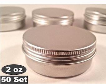 50PCS 2 oz/60ml  aluminum tins Small Screw Round Lip Metal tins Storage Jar Balm Container&Lid