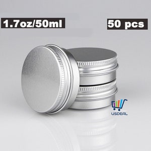 50PCS 1.7oz/50ml  aluminum tins Small Screw Round Lip Metal tins Storage Jar Balm Container&Lid