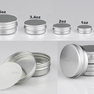 Récipient en étain rond en métal en aluminium avec couvercle Petit récipient d’échantillon Baume à lèvres DIY, Pot de stockage, Boîte à savon en barre de shampooing, Crème pour le corps des mains