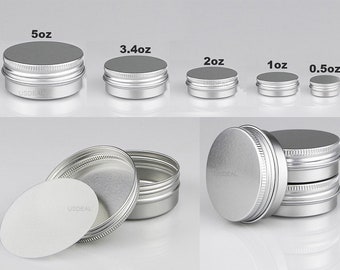 Aluminum Round Metal Tin Container with Lid Small Sample Container DIY Lip Balm,Storage Jar, Shampoo Bar Soap Tin, Hand Body Cream