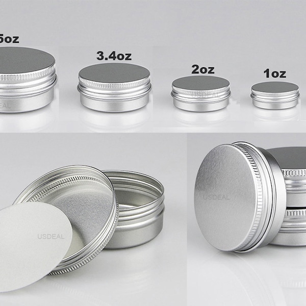 Aluminum Round Metal Tin Container with Lid Small Sample Container DIY Lip Balm,Storage Jar, Shampoo Bar Soap Tin, Hand Body Cream