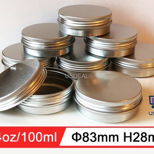 LIYAR 3oz Aluminum Tin Can 20pcs Metal Tin 3 oz Tins Candles Round Tins  Container Small Tin Box Screw Storage Container Metal Container with Lid  for