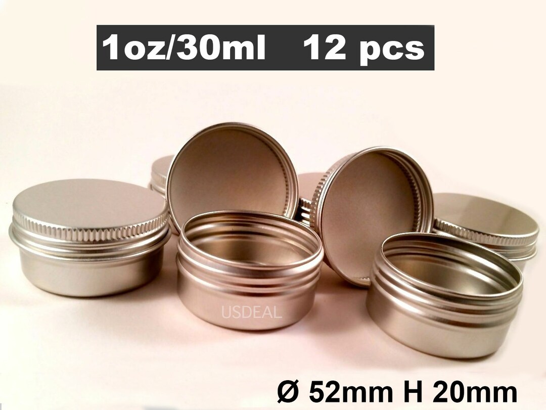 12PCS 1oz Silver Aluminum Tin Small Sample Container Screw Round Top