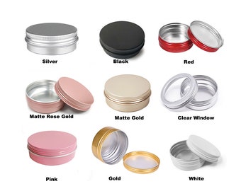 Aluminum Tin, Metal Tin Container with Lid, DIY Lip Balm,Storage Jar, Shampoo Bar Soap Tin, Hand Body Cream,variety of sizes,Silver, Black,