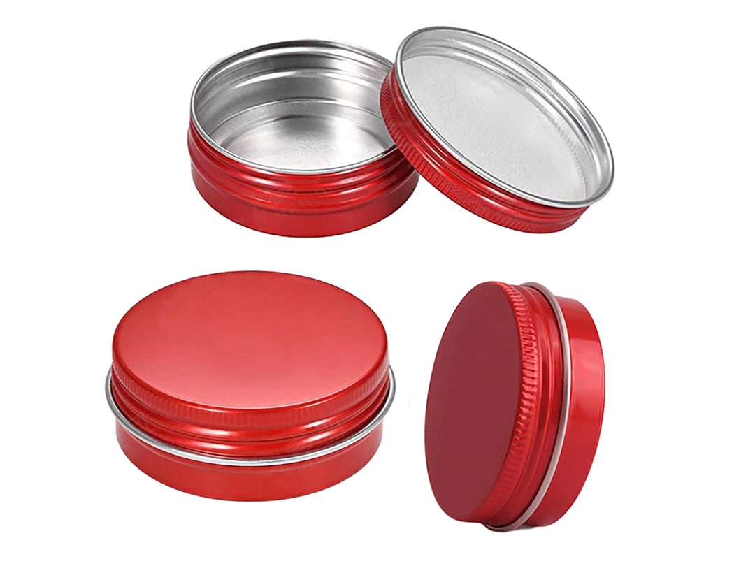 2oz/60ml Red Aluminum Round Metal Travel Tin Container With Lid