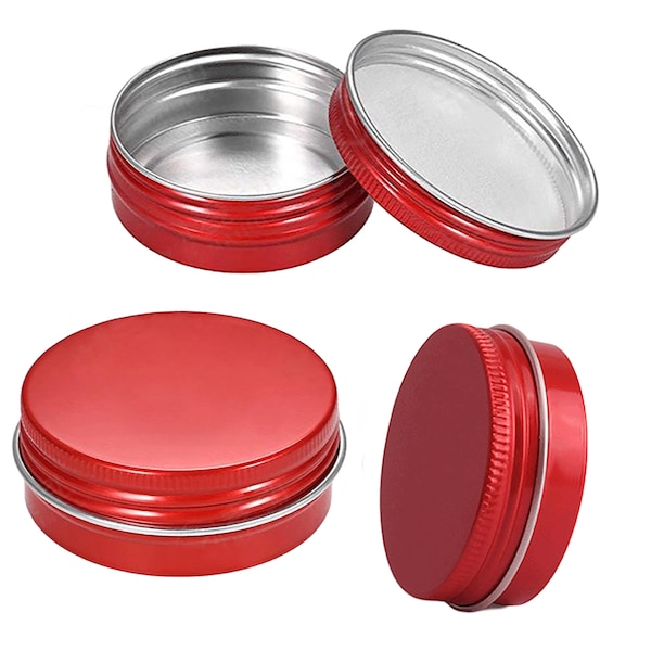 2oz/60ml Red Aluminum Round Metal Travel Tin Container with Lid Small Container,Storage Jar, Shampoo Bar, Salve Tin, HandCream