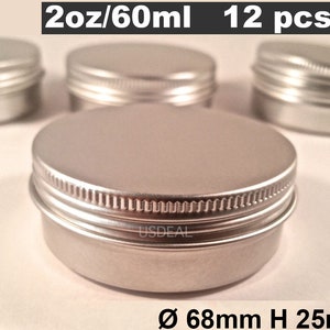12PCS 2oz/60ml/60G Aluminum Tin,Screw Round top Metal tins with Lid ,Small Container Storage Jar Lip Balm,Salve tin,Travel Tin