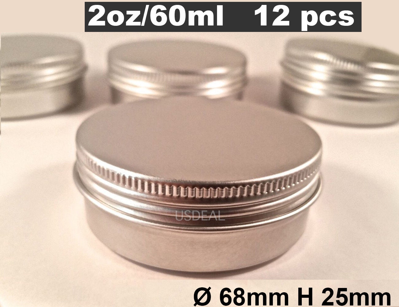 12PCS 1oz Silver Aluminum Tin Small Sample Container Screw Round