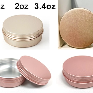 Matte Rose Gold/Matte Gold Aluminum Round Metal Travel Tin Container with Lid Small Container,Storage Jar, Shampoo Bar, Salve Tin, HandCream