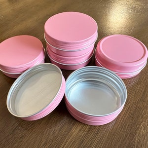 12PCS 2oz/60ml/60G Aluminum Tin,Screw Round top Metal tins with Lid ,Small Container Storage Jar Lip Balm,Salve tin,Travel Tin,Pink