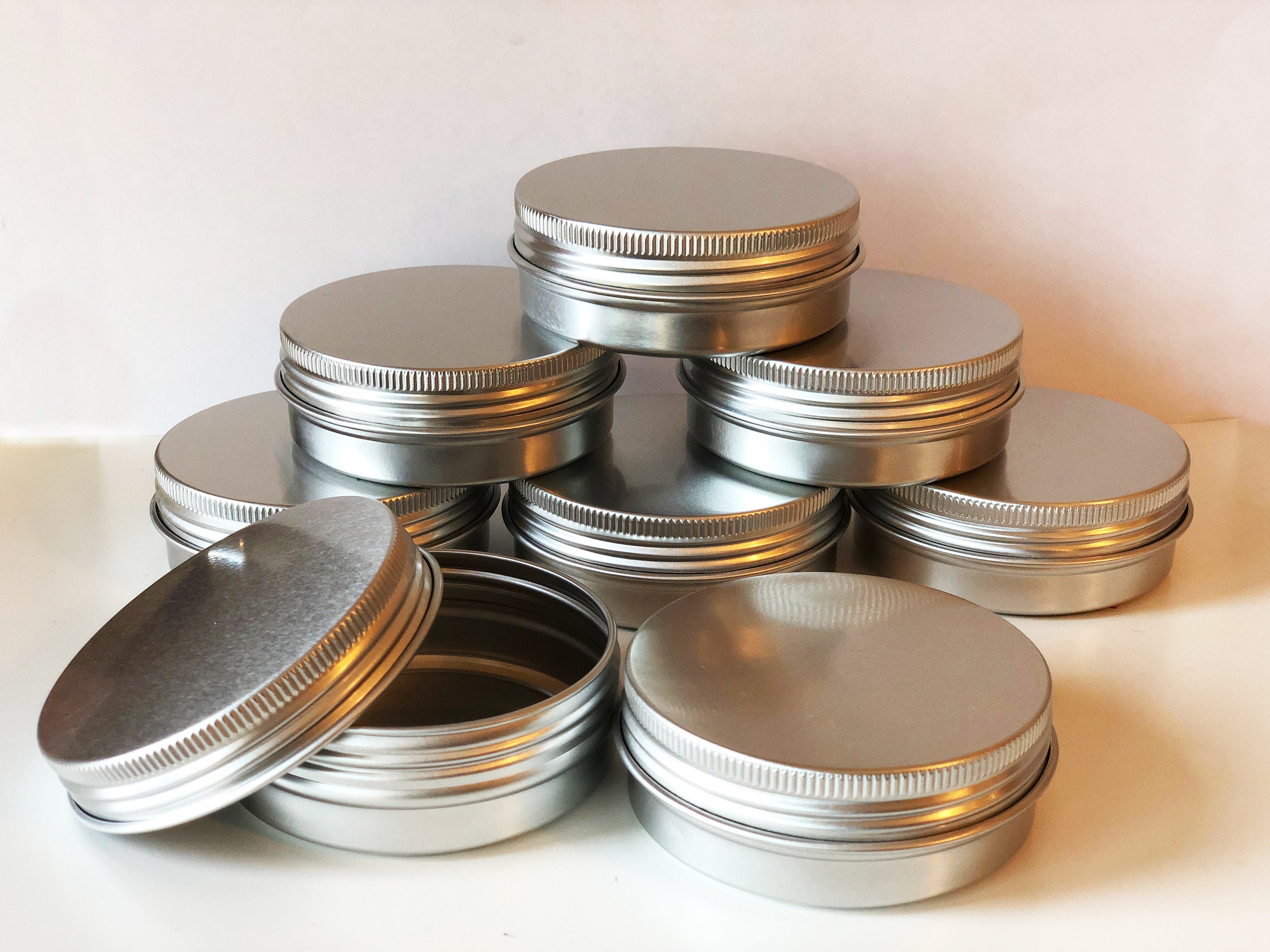 5Pcs Aluminum Mini Round Tin Metal Container Bottles Storage Jar Screw  Lid.nu