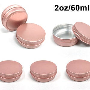 12PCS 2oz/60ml/60G Aluminum Tin,Screw Round top Metal tins with Lid ,Small Container Storage Jar Lip Balm,Salve tin,Travel Tin,Rose Gold