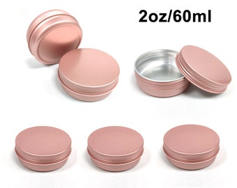 12PCS 2oz/60ml/60G Aluminum Tin,Screw Round top Metal tins with Lid ,Small Container Storage Jar Lip Balm,Salve tin,Travel Tin,Rose Gold