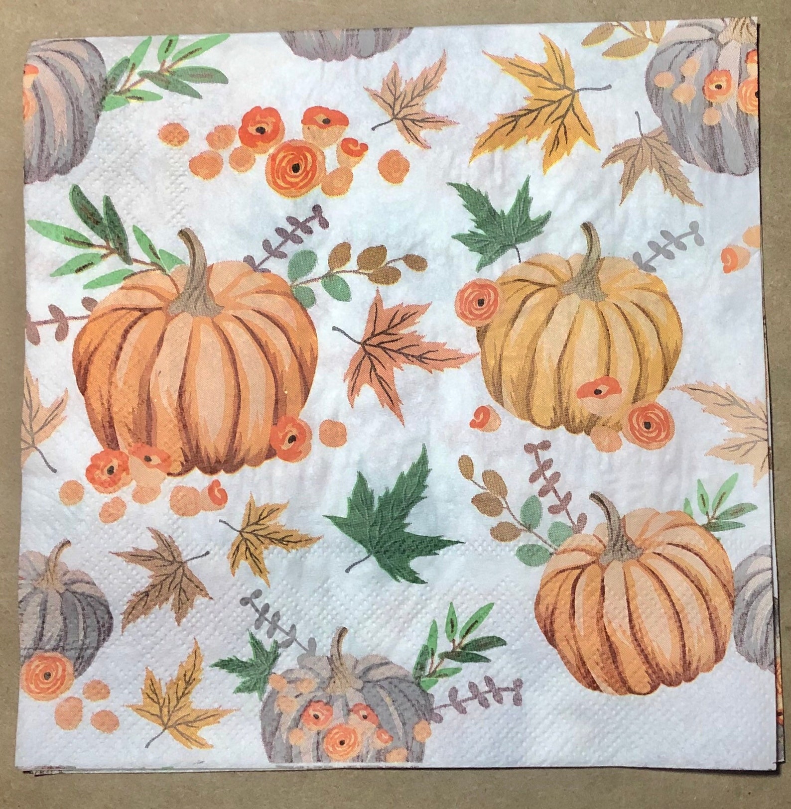 2 Fall Pumkins Decoupage Paper Napkins Etsy