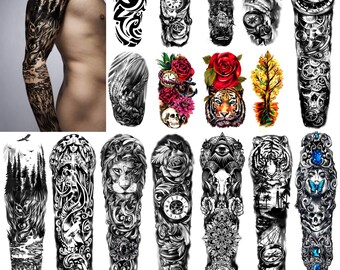 Temporary Tattoo Sleeve Women Etsy Temporary Tattoo Sleeve Women Etsy