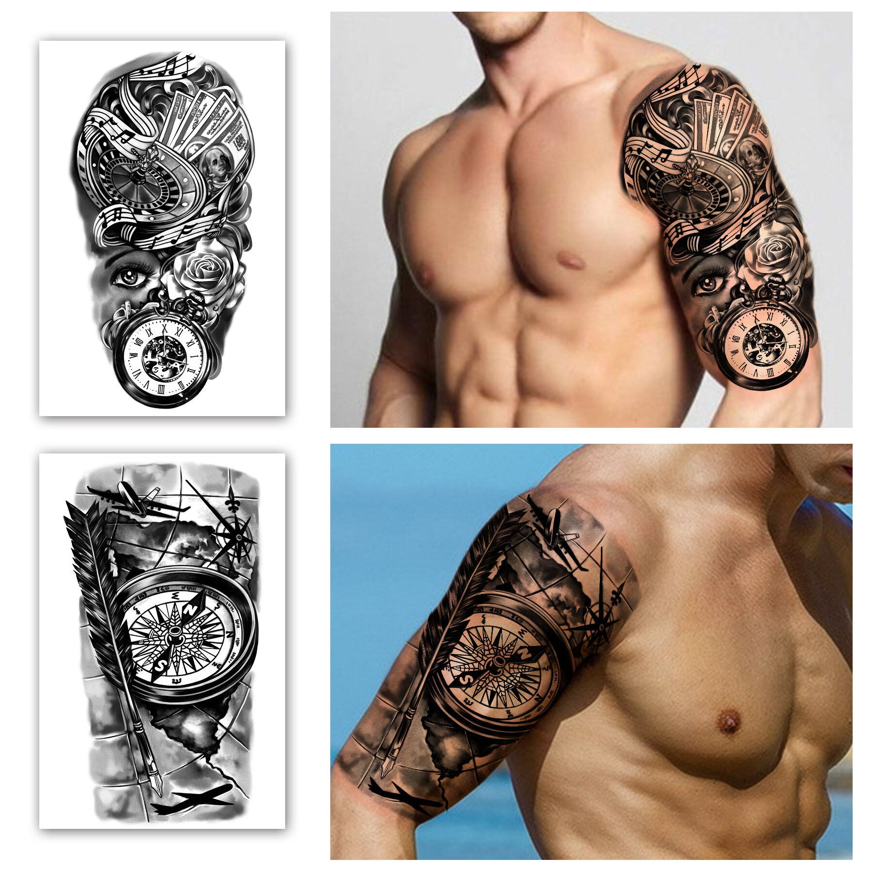 Waterproof Full Arm Temporary Tattoos 8 Sheets and Half Arm - Etsy