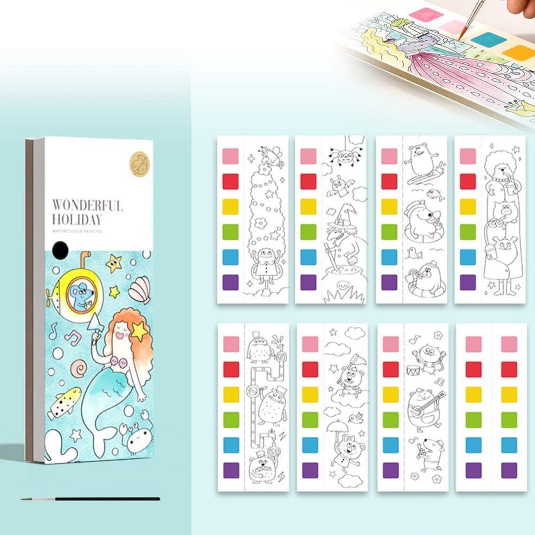 Pocket Watercolor Painting Book, DIY Magic Water Coloring Books With a