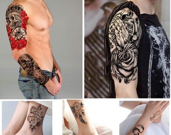 Yazhiji 36 Hojas Tatuajes Temporales Pegatinas Incluyen 12 Hojas Grandes  Pegatinas Cuerpo Falso Cuerpo Hombro Hombro Tatuajes para Hombres y Mujeres  -  España
