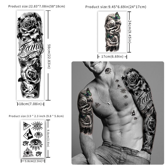 Full Arm Shoulder Tattoo Stickers Temporary Waterproof Crown Flower Tiger  Skull Totem Men's and Women's Body Sexy Tatoo Stickers - AliExpress