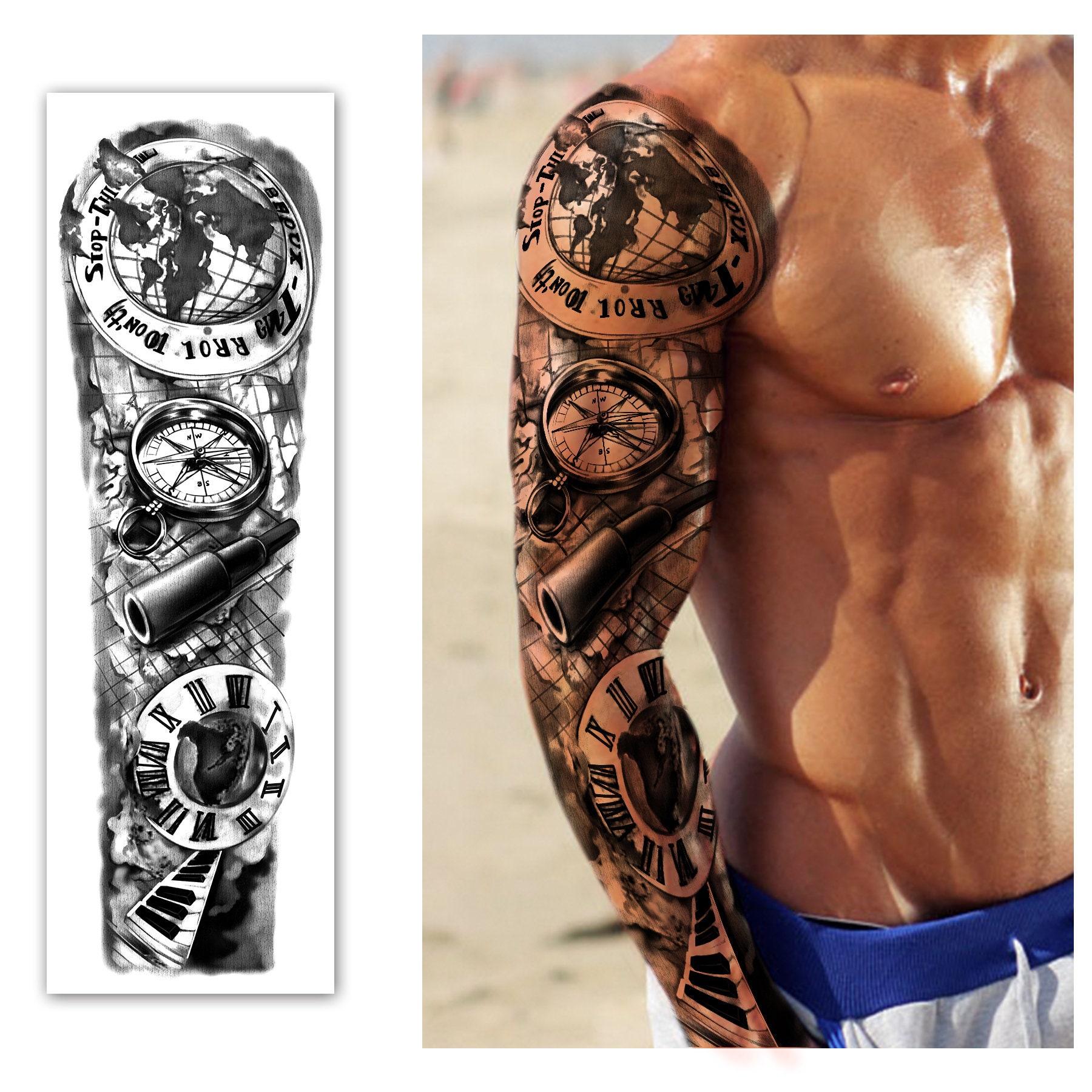 Waterproof Full Arm Temporary Tattoos 8 Sheets And Half Arm Etsy