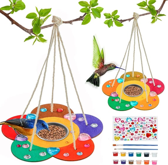 Kids Arts and Crafts Bird Feeders for Outside, 2-pack DIY Wooden Paint Kits  Outdoor Toys for Boys Girls Age 3-5 4-8 8-12 