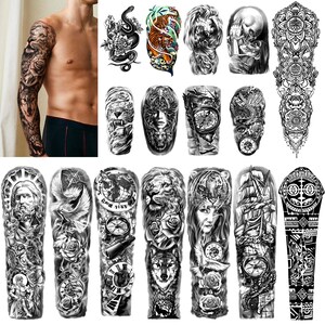 Extra Large Waterproof Temporary Tattoos 8 Sheets Full Arm Etsy Extra Large Waterproof Temporary Tattoos 8 Sheets Full Arm Etsy