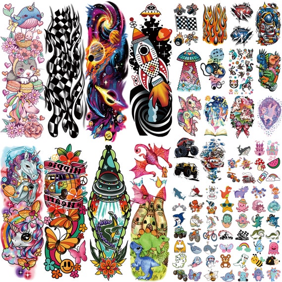 Tatuaje temporal para niños, 52 PCS Tatuajes falsos Temporales para niños  niñas, Dinosaurio Unicornio Cuerpo Brazo Lindos Tatuajes Pegatinas para  3-12 años -  México