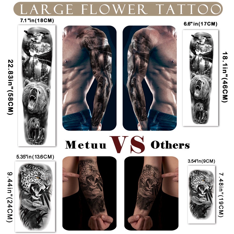 46 Sheet Full Arm Temporary Tattoo for Women or Men Flower - Etsy