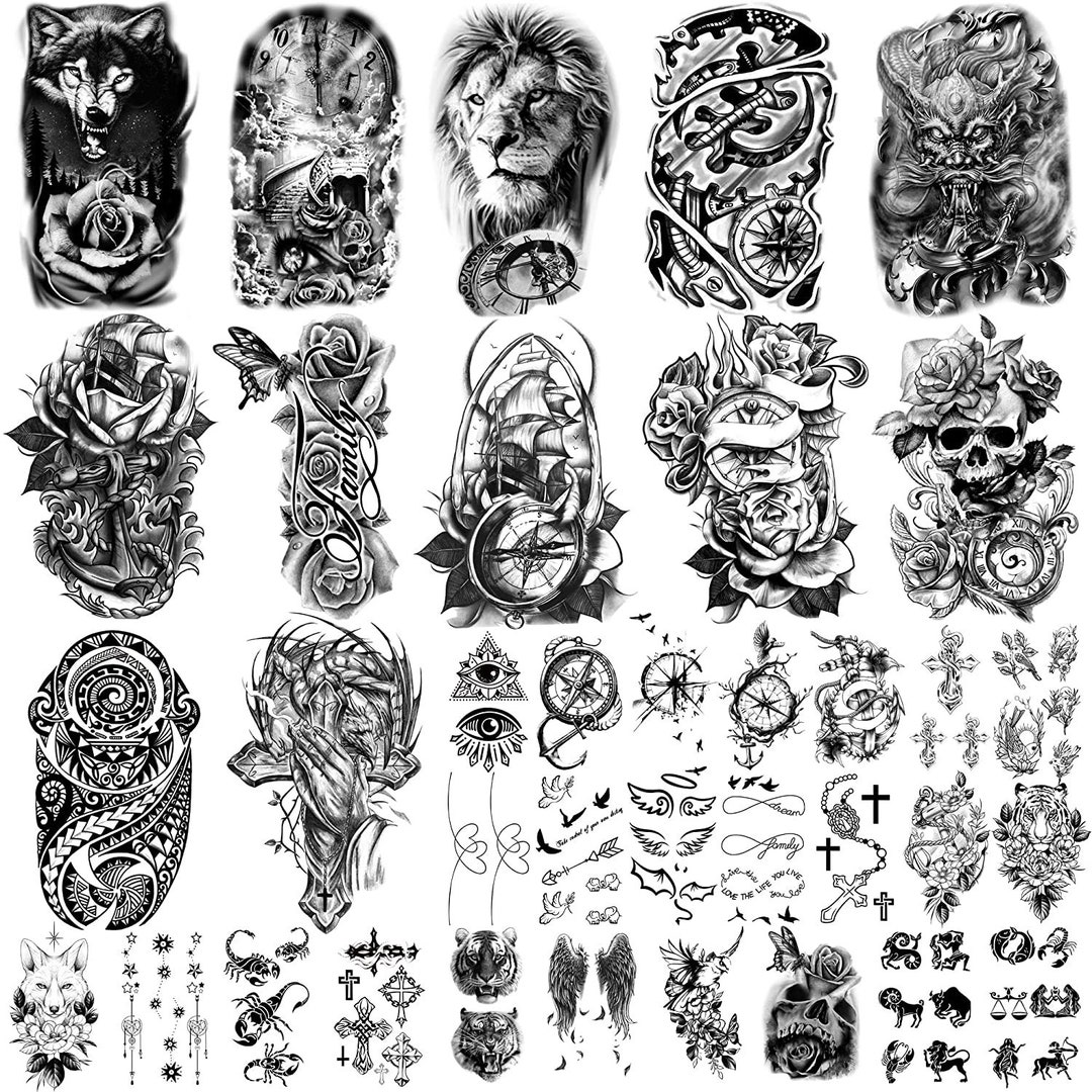 Yazhiji 36 Sheets Temporary Tattoos Stickers 12 Sheets Fake - Etsy