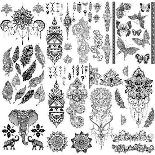 Yazhiji 40 Sheets Henna Mandala Temporary Tattoo for Women and | Etsy