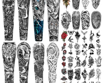 46 Sheet Full Arm Temporary Tattoo for Women or Men Flower Snake Half Arm Temporary Tattoos for Girls Boys Fake Tattoo for Kid