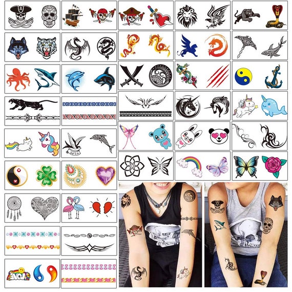 Tatuaje temporal para niños, 52 PCS Tatuajes falsos Temporales