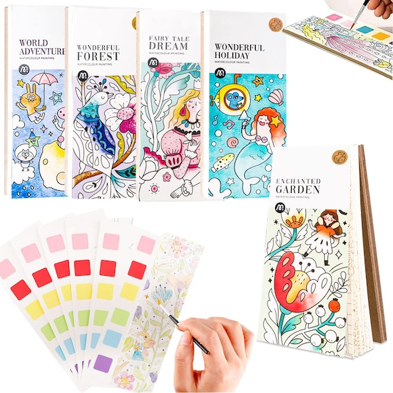 3Pack Watercolor Painting Coloring Books, mideer Pocket Painting Bookmarks Paint with Water Set, Boys and Girls Art Party Favors Class Travel