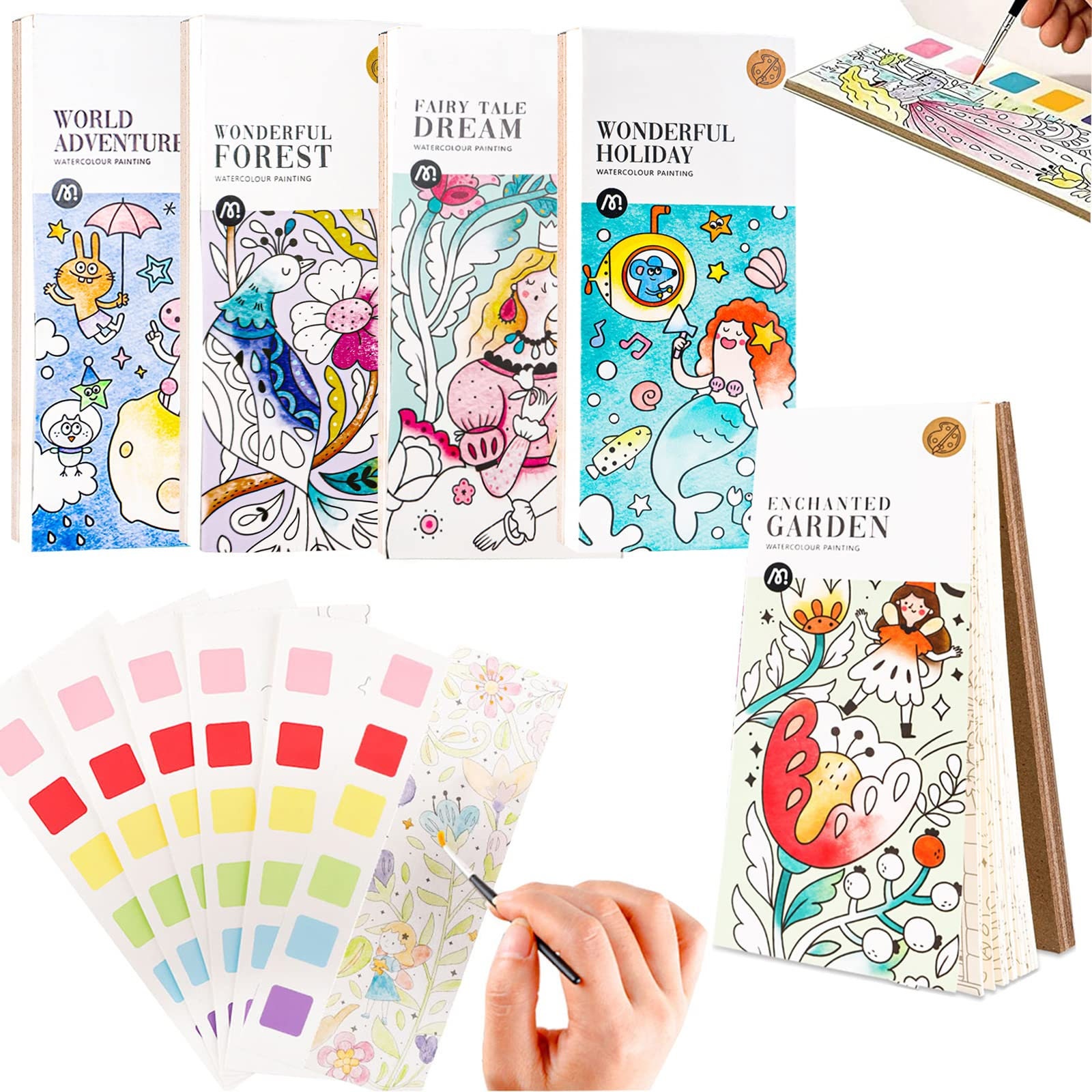  MITCIEN Pocket Watercolor Painting Book, Travel Pocket  Watercolor Kit, Watercolor Paint Bookmark, Pocket Watercolor Book for Kids  : Toys & Games