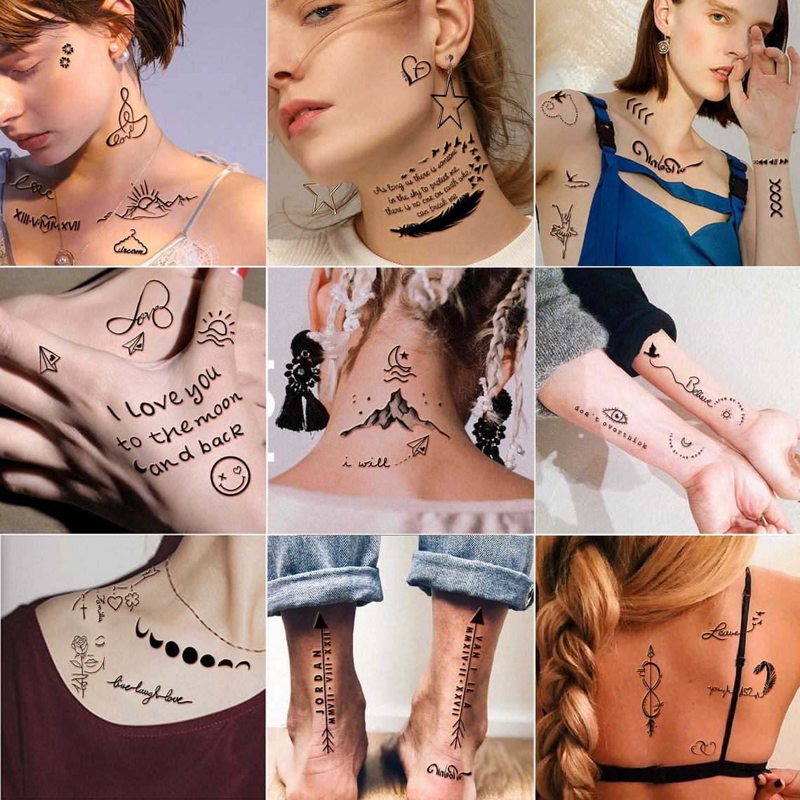 Tiny Temporary Tattoos 60 Sheets Waterproof Fake Tattoo Etsy