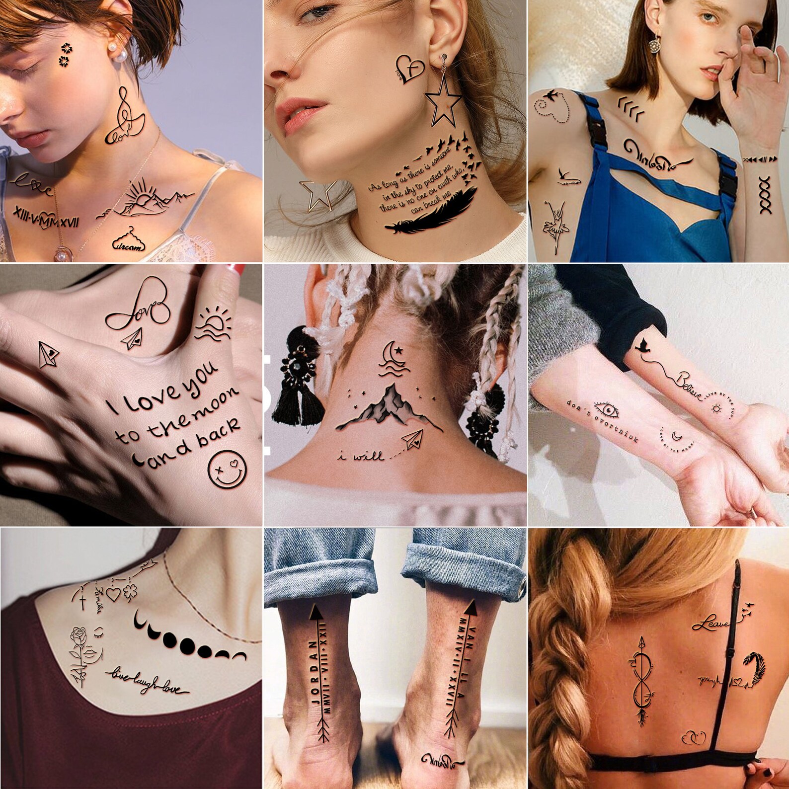Tiny Temporary Tattoos 60 Sheets Waterproof Fake Tattoo - Etsy