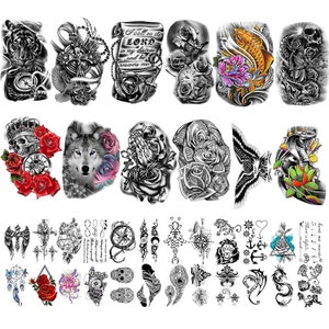 Yazhiji 36 Sheets Temporary Tattoos Stickers Include 12 Sheets - Etsy