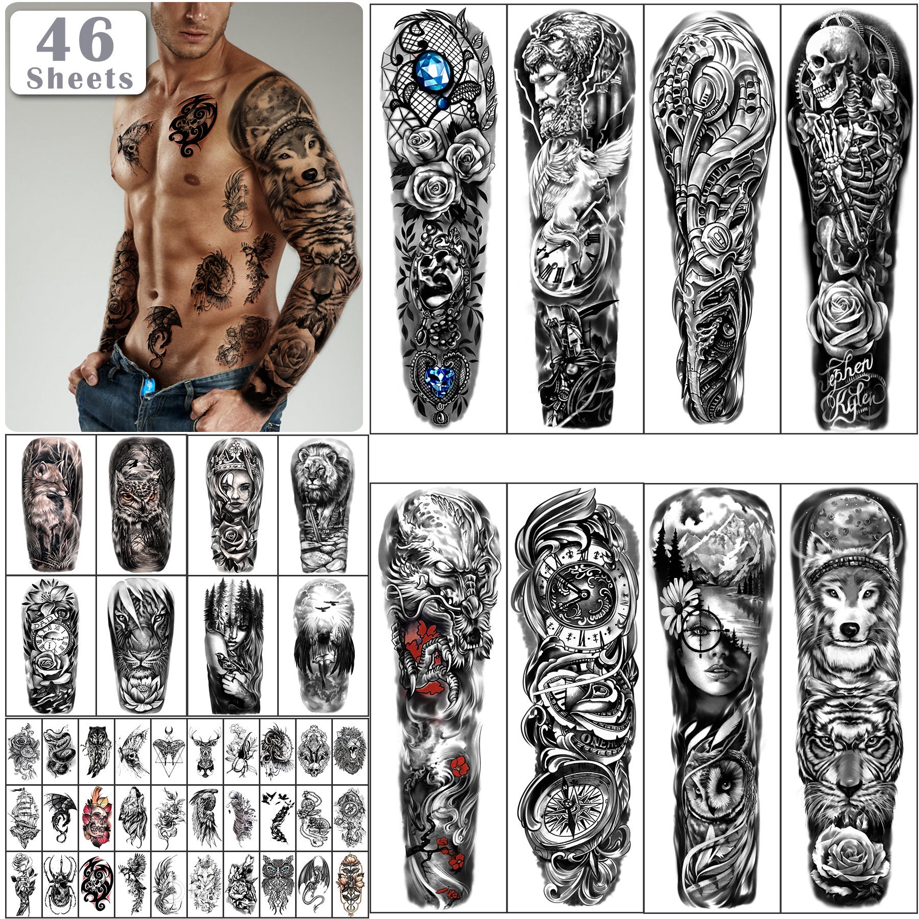 Large Temporary Tattoos Women Thigh Leg Sleeve Fake Waterproof