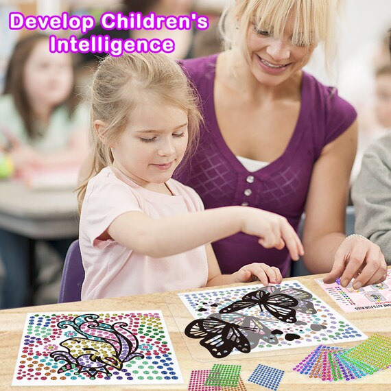 6 Sheets Diamond Window Art Craft Kits for Kids, Suncatcher Kit